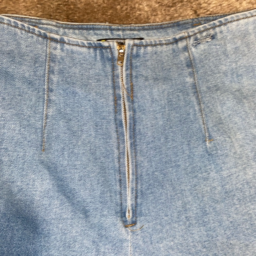Photo Products USA Light Wash Blue Denim Vintage Jean Mini Short Skirt Skort - Picture 5 of 6